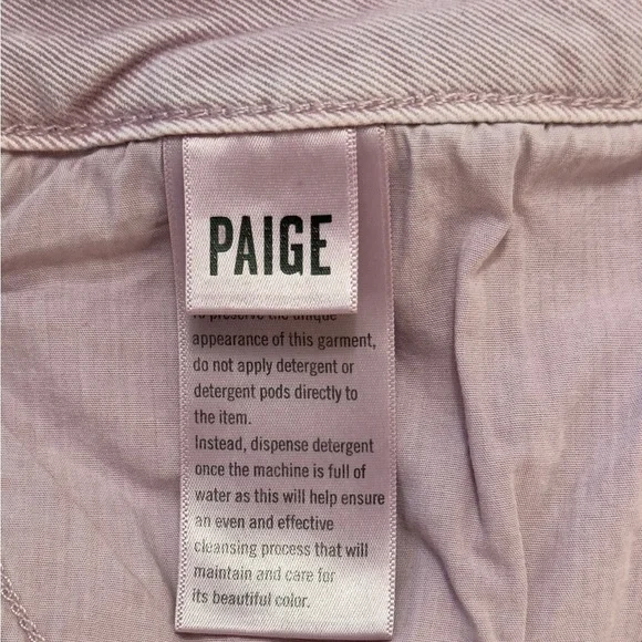Paige Cindy straight jeans, high rise, raw hem, faded rose color, size 33 - Picture 6 of 12